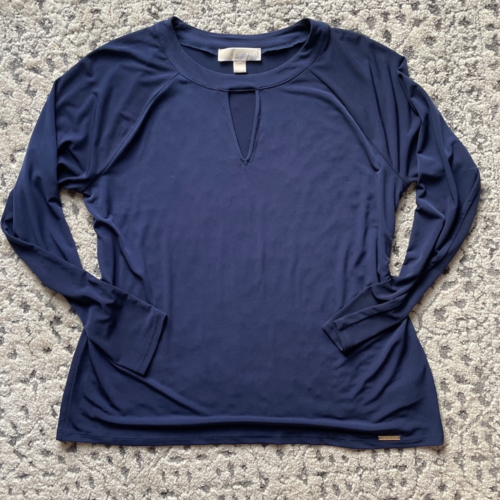 Michael Kors Long Sleeve Top Deep Blue Size Large